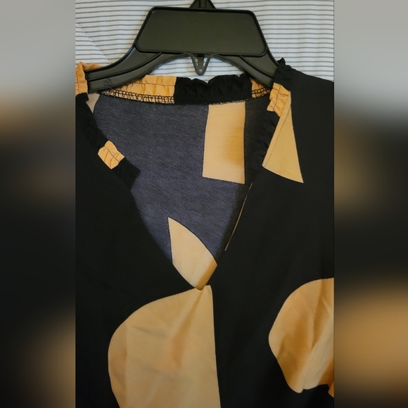 Shein Retro Yellow Black Ruffled Neckline 2XL Brand New - Picture 3 of 5